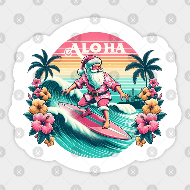 Hawaiian Santa Sticker by Chromatic Fusion Studio